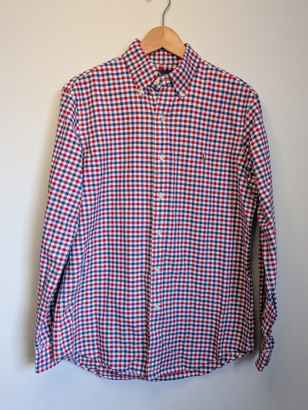 Polo Ralph Lauren Classic Fit Gingham Oxford Shirt Mens Medium Preppy EUC